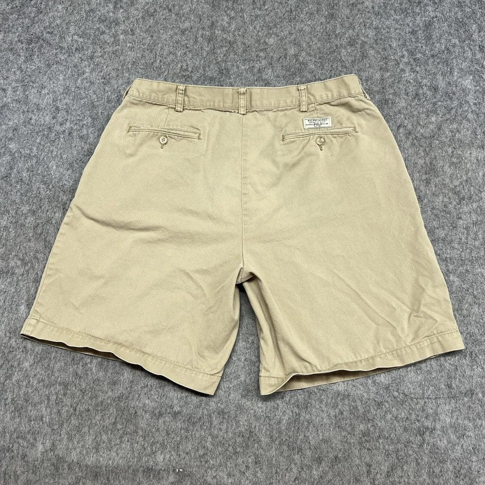 Polo‎ Ralph Lauren Shorts Mens 38 Beige Tyler Short Pleated Chino Cotton Preppy